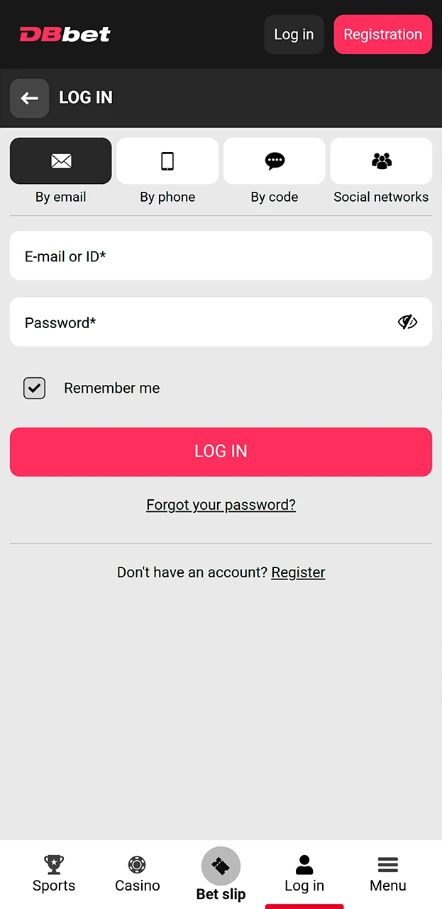 Securely sign in to your personal DBbet betting account.