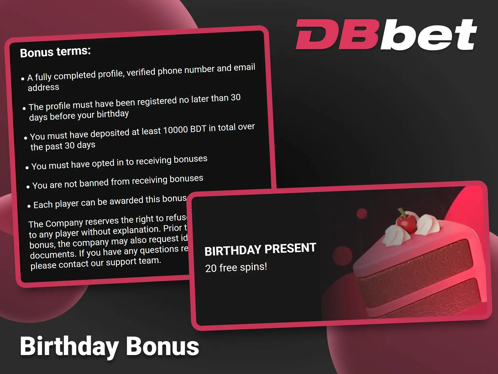 Special personalized birthday gifts for active DBbet players.