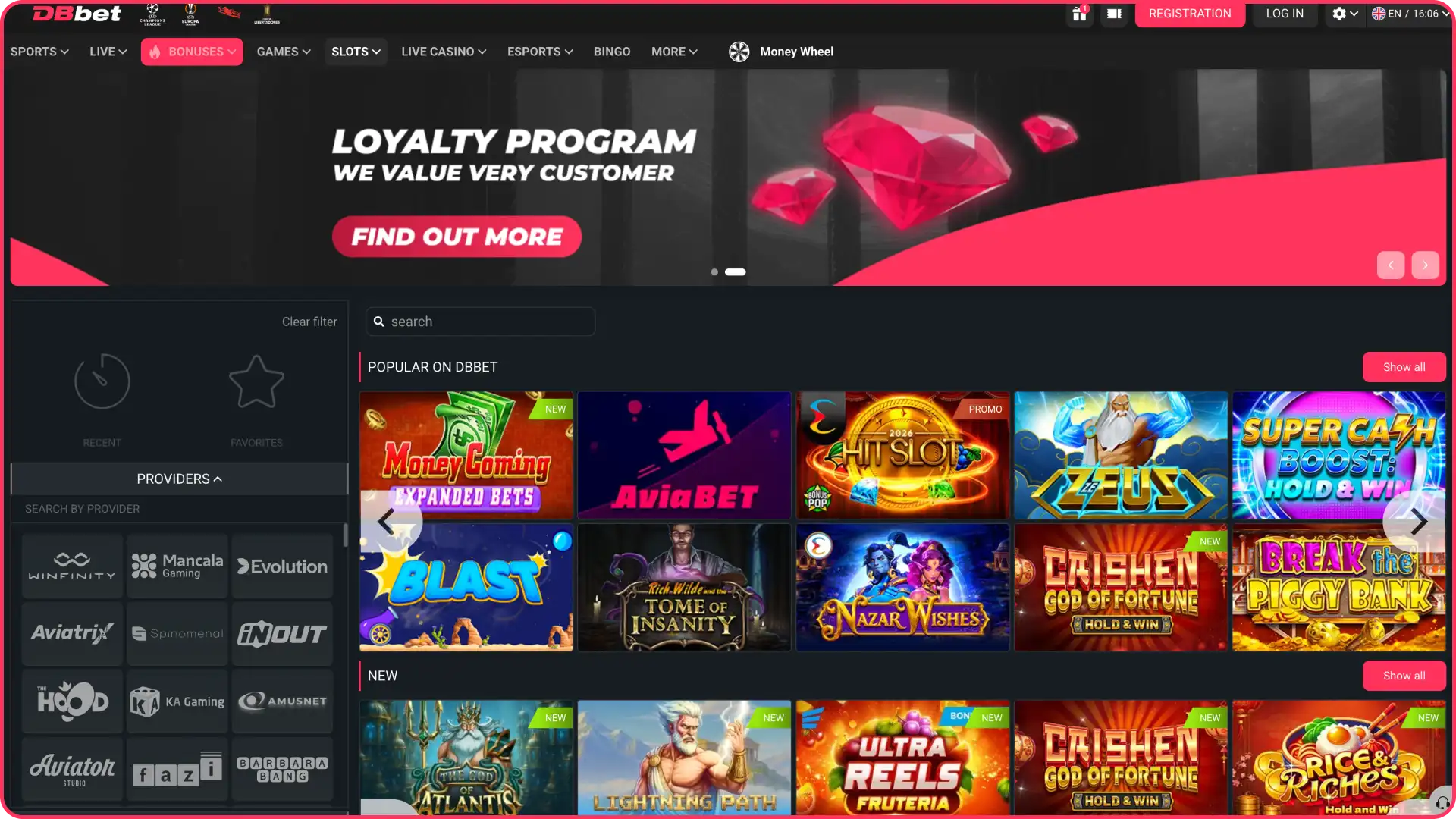 Play casino games at DBbet website.