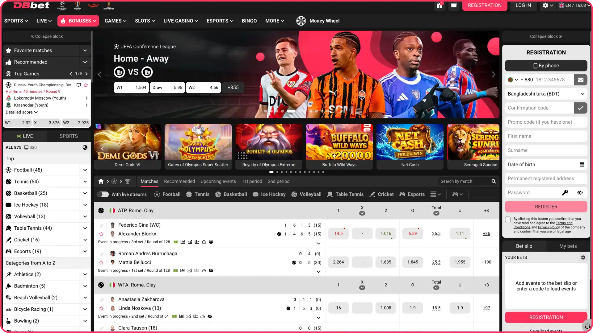 Visit the main page of the DBbet website.