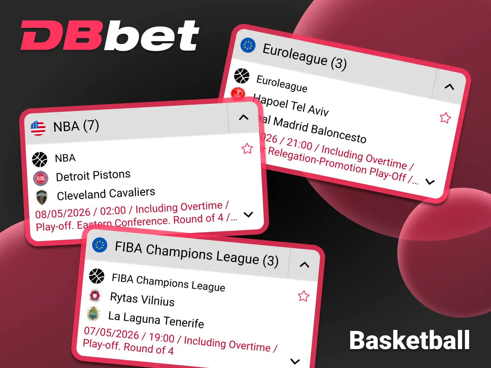 Place your bets on top basketball tournaments at DBbet site.